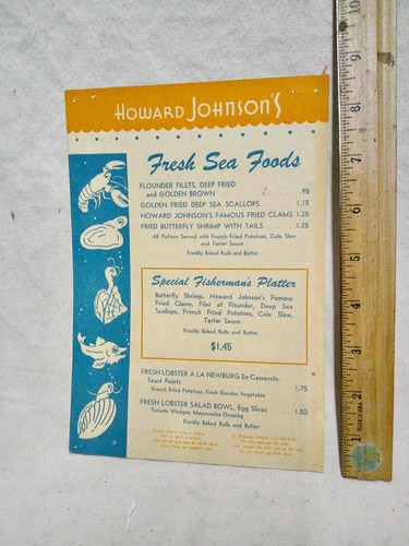 1964 howard johnsons menu - johnsons,